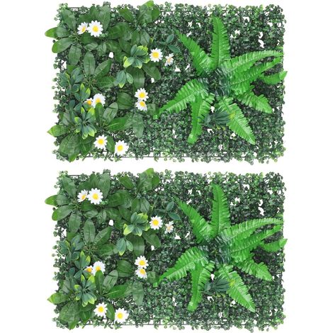 Mur Végétal Artificiel, 2 Panneaux Muraux de Plantes Artificielles 60 X 40 Cm, Plantes Vertes Artificielles pour Mur, Décorations de Plantes pour L'intérieur et L'extérieur, Murs, Balcons, Jardins (1/5)