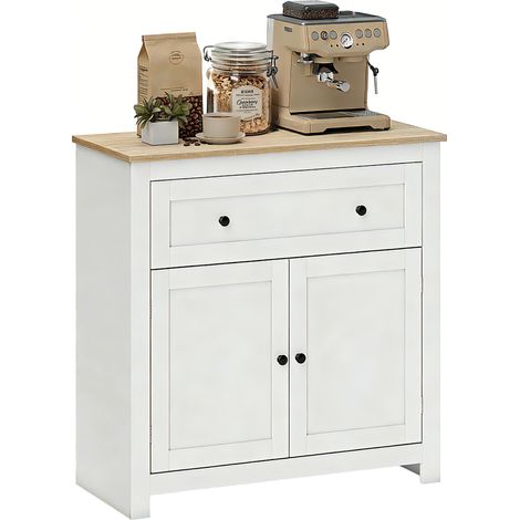 HOMCOM Sideboard, Kitchen Storage Cabinet w/ Adjustable Shelf, Drawer, Cream (1/5)