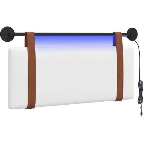 Maison Exclusive - Tête de lit suspendue Avec lumière LED Blanc PU antique (1/5)