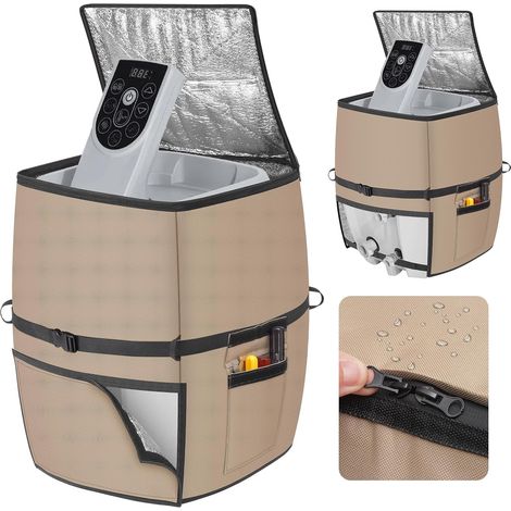impermeabile, marrone, quadrato, tessuto Oxford 600D, copertura per pompa di calore Jacuzzi/Spa, 43,4 cm P x 38,4 cm L x 54,4 cm H, copertura isolante con (1/5)