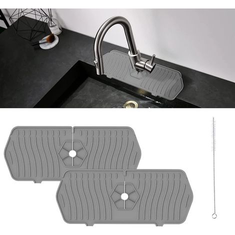 Juego de 2 protectores antisalpicaduras de silicona para grifos/protección de trabajo con accesorios de desagüe para fregadero de cocina, baño e inodoro.
