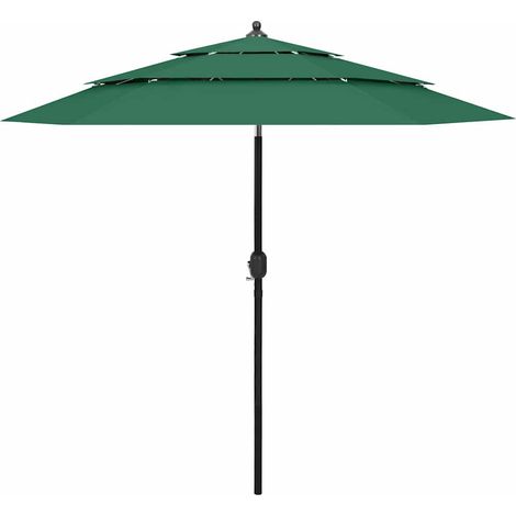 Parasol à 3 niveaux - Parasol de Jardin Parasol droit avec mât en aluminium Vert 2,5 m BV670425 - BonneVie (1/5)