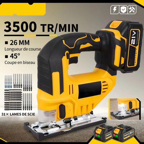 Scie sauteuse sans fil 750W – 3500 tr/min – outil de découpe multi-matériaux – compatible batterie Makita 18V – 31 lames (1/5)