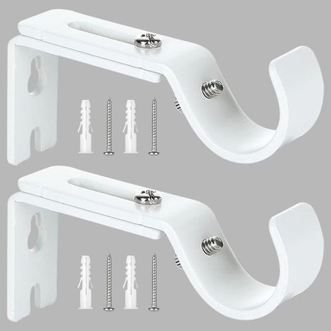 (Blanc) Support de Tringle à Rideau Réglable,2 Pcs Supports Murale Réglables,Support pour Tringle à Rideau,Compatible avec les tringles à rideau d'un diamètre maximal de 20mm25mm. (1/5)
