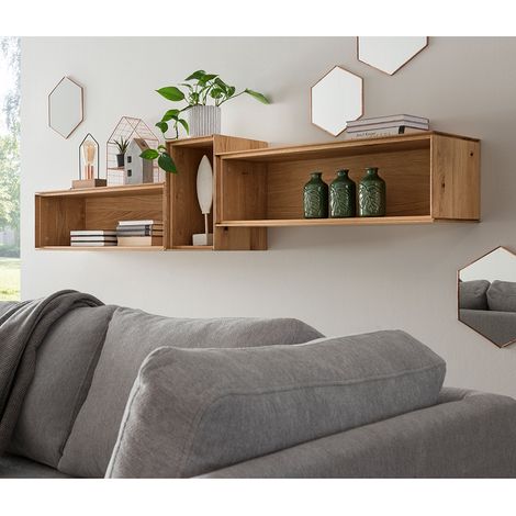 Regalset braun WYNDHAM-69 Wildeiche massiv geölt 3-teilig (1/5)