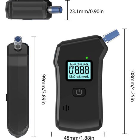 Alcootest portable capteur haute précision lumière LED urgence – Test haleine main voiture voyage fête, sécurité (1/5)