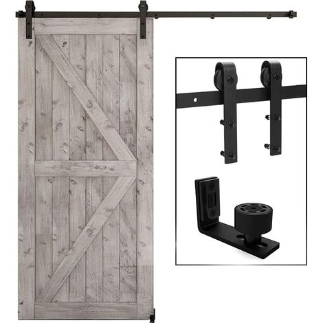 200cm Quincaillerie Kit de Rail pour Porte Coulissante avec Guide de Plancher, pour Grange,forme de J