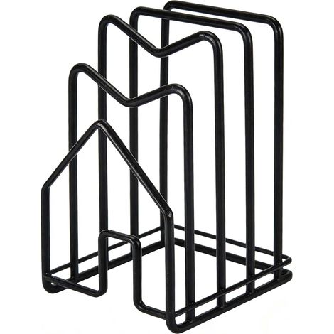 Support Pour Planche À Découper - Support Pour Couvercles De Casserole - Acier Noir - 12,5 x 14,5 x 21,5 cm (1/5)