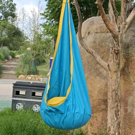 Sedia sospesa per bambini da interno/esterno, altalena per bambini, cuscino gonfiabile, borsa in tessuto di cotone e nylon puro, amaca per sedia sospesa, 16070 cm