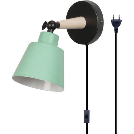 royaluxe- Applique Murale Moderne Applique Murale Rétro Minimaliste Vert Lampe Murale D'Intérieur Nordique E27 (Avec Prise Euro) (1/5)