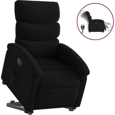 Chaise électrique inclinable en tissu noir – Fauteuil relax réclinable avec contrôle manuel, support lombaire ajustable et repose-pieds escamotable – Pour personnes âgées ou besoin d’assistance (1/5)