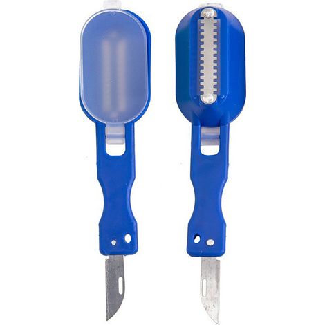 2 Pices Ecailleur A Poisson Professionnel Grattoir à Ecaille De Poisson avec Couvercle ÉPlucheur De Poisson Pratique DéTartreur Grattoir Nettoyant Outil De Cuisine Outil à éPlucher (bleu) (1/5)