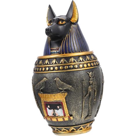 Ornement Égyptien Antique en Résine Petit Pot Décoratif Canopic de Chien Décoration Intérieure pour Maison Bureau et Bar Accessoire Artisanal Unique et Solide (1/5)