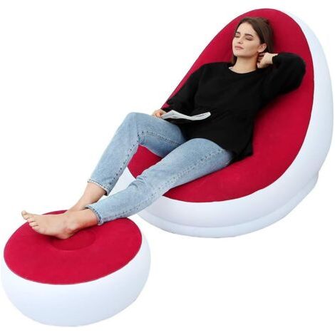 Canapé Gonflable et Repose-Pieds pour l'extérieur - Pliable(Rouge) (1/4)