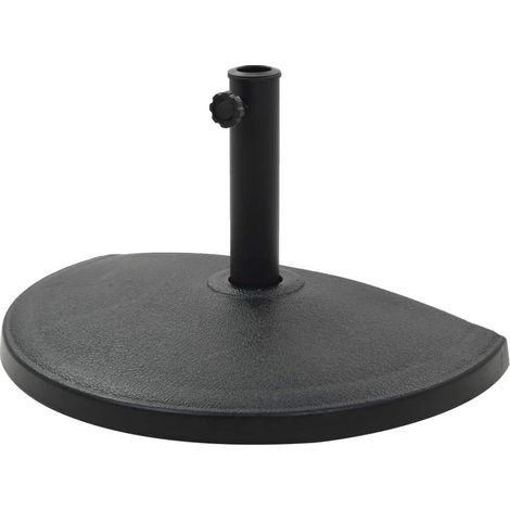 Pied base socle demi-rond de parasol résine diamètre 38 et 48 mm 15 kg noir