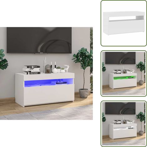 Meuble TV avec lumières LED Blanc 75x35x40 cm - Meubles Tv - Meuble Tv Led - Meuble Tv Blanc - Meuble Tv Moderne - Étagères Murales