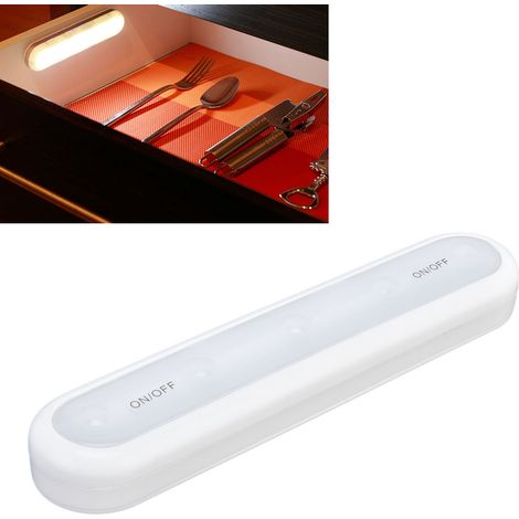Lampe de placard à commande manuelle, lampe de placard à bouton-poussoir, lampe de penderie à 5 LED, veilleuse sans fil à bouton-poussoir pour tiroir de placard de voiture/chambre d'étudiant (1/5)