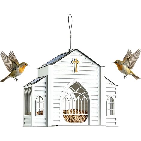 Mangeoire Pour Oiseaux En Forme De Maison Grande Capacité En Métal En Forme Mangeoires Solaires Pour Oiseaux De Jardin Pour Jardin Extérieur Patio Cour Arrière-cour Pelouse Arbre Branc (1/5)