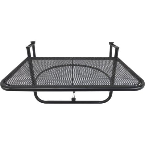 Balkonhängetisch höhenverstellbar viereckig Metall Schwarz 60x56,5x45cm ideal für Balkon & Terrasse