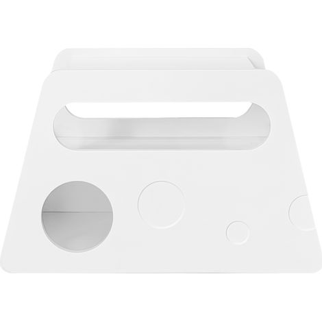 Mesa Auxiliar con Ruedas y Huecos Laterales, Diseño Redondeado, Estilo Minimalista, en MDF y Aglomerado, 81×33×51,5 cm, Blanco (1/5)