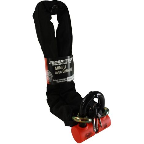 Antivol 2 roues chaîne SRA 120 cm – Mini U SRA 48 x 74 mm – Antivol certifié SRA pour moto et vélo – Rider Tec (1/5)