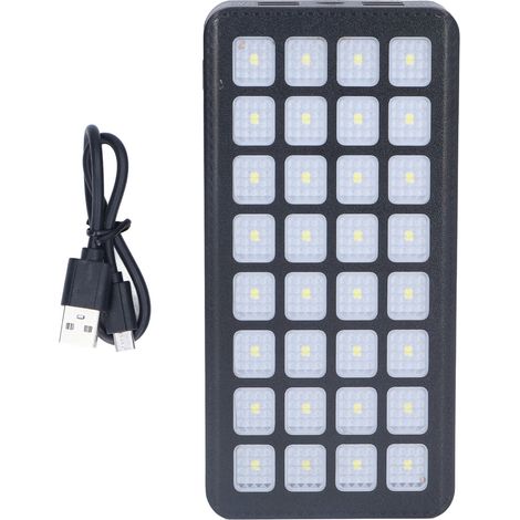 Batterie solaire 32LED 30000mAh avec 4 ports USB, 3 modes d'éclairage, chargeur de téléphone portable pour camping extérieur, expédition, pêche (1/5)