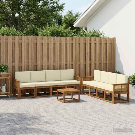 vidaXL Outdoor-Sofagarnitur 9 pcs Natur und Creme Polyester (1/5)
