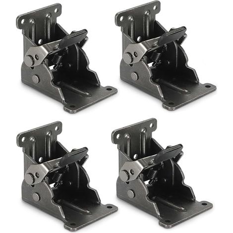 Sollbry 4 Pcs Charnière pliante autobloquante 90, support pliable, Charnières Pliable Invisible, verrouillage extension table support d'étagère pliable en tôle d'acier pour table de travail (1/5)