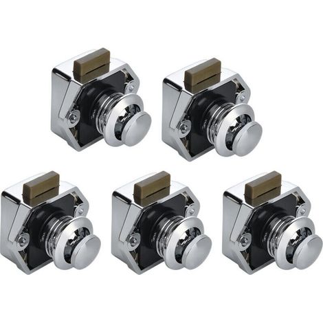 Lot de 5 verrous de camping-car, serrure à bouton poussoir sans clé pour camping-car, yacht, bateau, camping-car, armoire de camping, caravane(argenté)