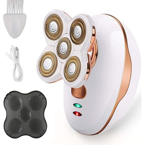 Elektrischer Damenrasierer – wasserdicht, schmerzfreier Bikinitrimmer, Haarentfernung für Beine, Gesicht, Körper, Lippen, Arme, Achseln (Gold-Weiß) (1/5)