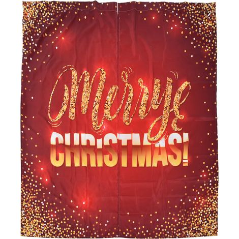 Rideau de Noël en fibre de polyester, impression numérique 3D, motif Joyeux Noël, rideau personnalisé pour porche ou balcon extérieur, 150 x 166 cm, motif Noël 5 (1/5)