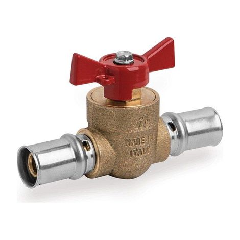 Nemo Skill robinet à bille en laiton Systempex poignée papillon rouge avec raccord à sertir 16 avec x 16 mm (1/3)