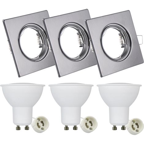 Set 3 faretti incasso quadrati neri GU10 3000K Polux (1/5)