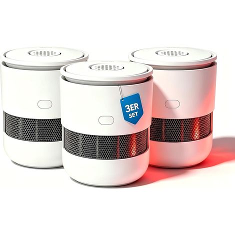 Detecteur de Fumée Batterie 10 Ans, Mini Détecteur de Fumée, Détecteur D'incendie Selon EN14604, Detecteur de Fumee Photoélectrique avec Bouton Muet, ZR170S, Lot de 3 (1/5)