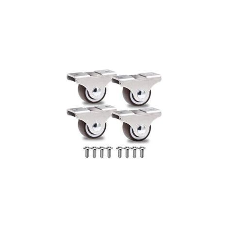 Lot de 4 roulettes fixes 25mm – Charge lourde jusqu'à 40kg – Roues en polyuréthane pour sols sensibles – 8 vis incluses (1/5)