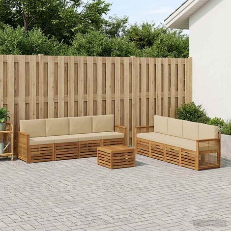 vidaXL Outdoor-Sofagarnitur 9 Stk. Natur und Beige (1/5)