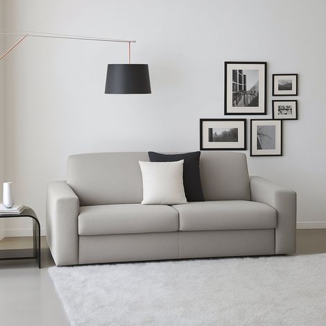 Talamo Italia Festes Sofa Mara, 3-Sitzer-Sofa, 100% Made in Italy, Sofa-Wohnzimmer, aus gepolstertem Stoff, mit schmalen Armlehnen, Cm 200x95h90, Grau (1/5)