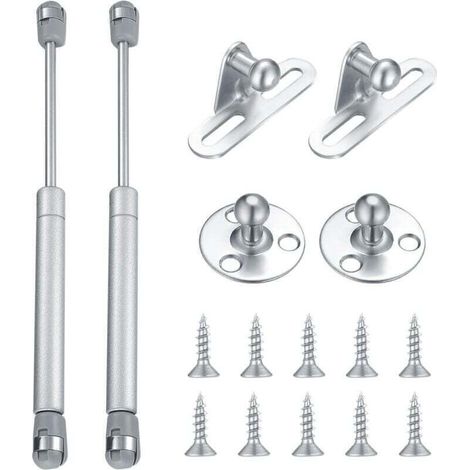 Lot de 2 vérins à gaz hydrauliques - 100 Nm/10 kg - Raccords à ressort de compression - Charnières à fermeture douce - Pour porte de meuble (1/4)