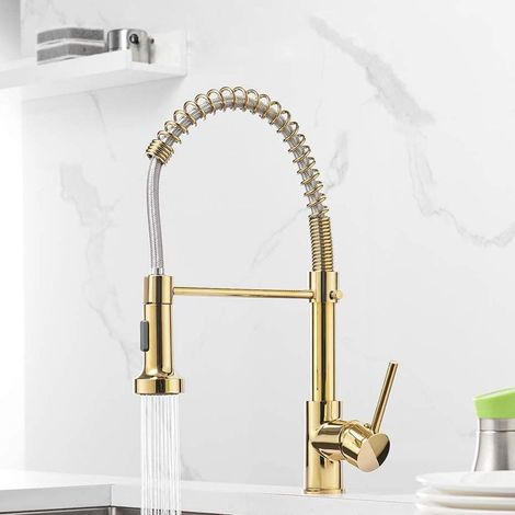 Robinet de cuisine doré, robinet de cuisine pivotant à 360° (1/5)