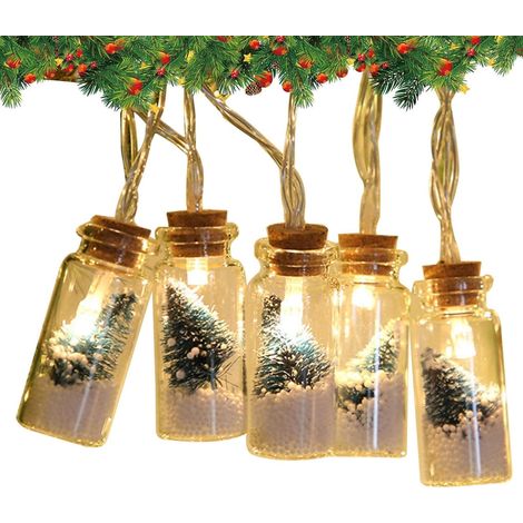 Guirlande lumineuse intérieure - 20 bouteilles décoratives avec ampoules LED sur batterie Ornement de sapin, éclairage sans fil, piles non fournies (1/5)