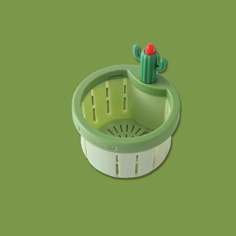 Passoire d'évier de cuisine Cactus, panier de vidange automatique multicolore, évier Cactus multifonctionnel (1 pièce verte) (1/5)