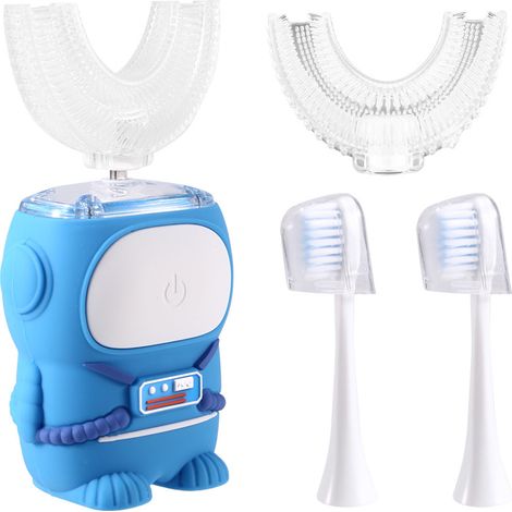 1 ensemble, couleur comme indiqué, matériau : plastique, brosse à dents électrique automatique en forme de U à 360 degrés, adaptée aux enfants.