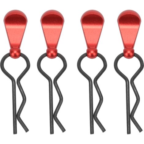 Lot de 4 pinces carrosserie RC en acier inoxydable forme R avec poignée en alliage d'aluminium rouge pour voitures RC 1/8 et 1/10 (1/5)