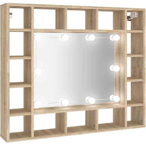 Maison Exclusive - Spiegelschrank mit LED Sonoma-Eiche 91x15x76,5