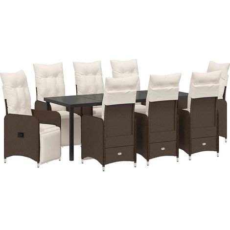 Maison Exclusive - Set da Pranzo per Giardino 9 pcs Marrone polyrattan