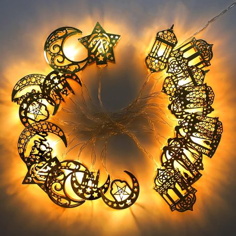 EASYCOMFORT Guirlandes lumineuses Ramadan 3M 20 LED Guirlandes lumineuses de conte de fées du Ramadan pour le Ramadan en plein air Famille Festive Fête Chambre Anniversaire Alimenté par batterie avec  (1/5)