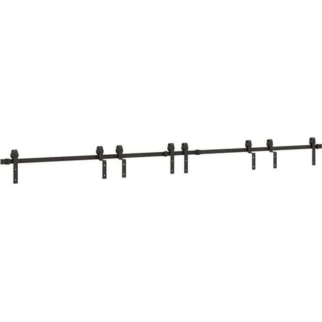 Ensemble de quincaillerie pour porte coulissante en acier noir de 366 cm