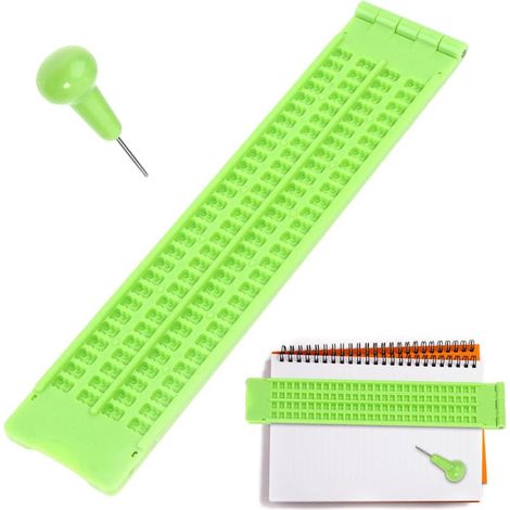 Ardoise Braille - 4 Lignes 28 Celles Aide à l'Entraînement pour Aveugles,Kit d'Apprentissage Autodidacte du Braille - Pour Apprenants Enseignants Éducation à la Maison Famille (1/5)