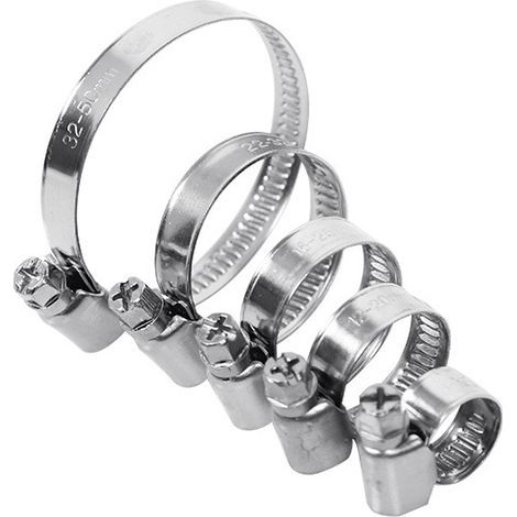 Pack of 25 hose clamps 10-70 mm Stainless steel 9 mm hose clamps for swimming pools, washing machines, cars (1/5)