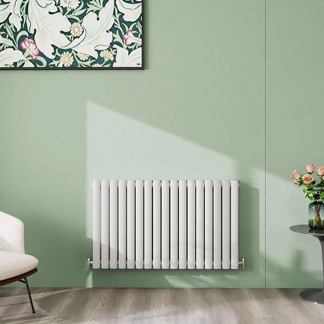 AICA 600x1003mm White Horizontal Designer Radiator Double Oval Column Heating UK (1/5)
